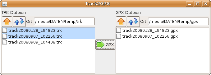 Track2GPX Bildschirmfoto
